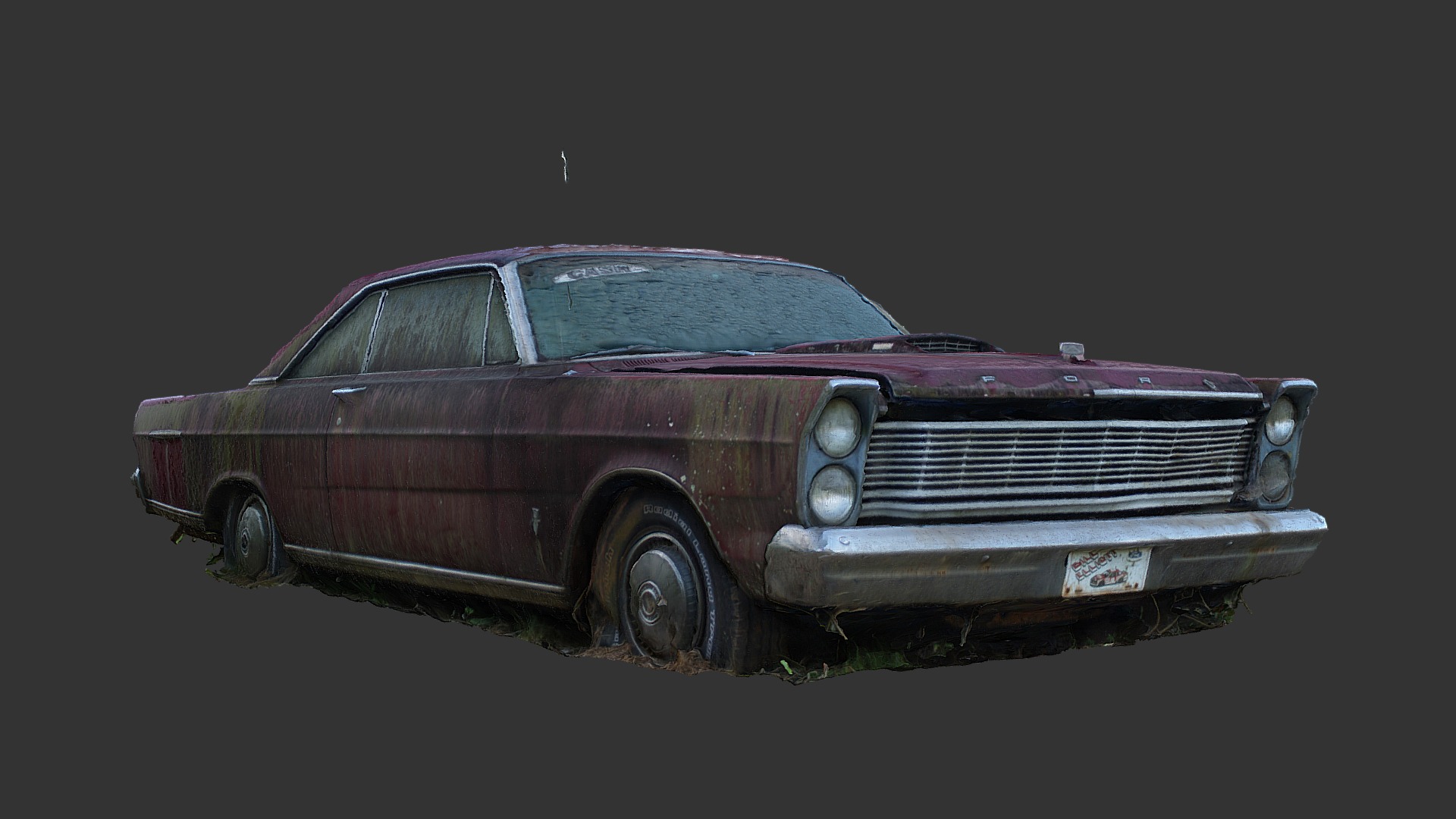 3D model Red Coupe (Raw Scan) - This is a 3D model of the Red Coupe (Raw Scan). The 3D model is about a car parked on grass.