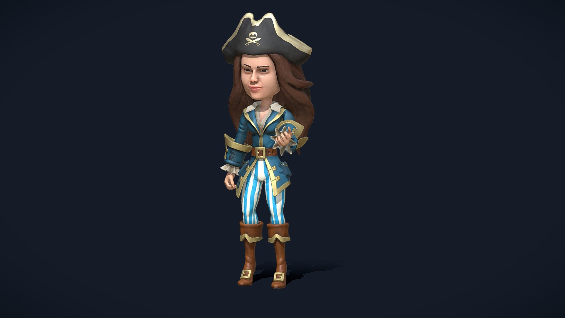 Brunette Pirate - 3D model by KEWAG (@kewag.ch) [ca5c891] - Sketchfab