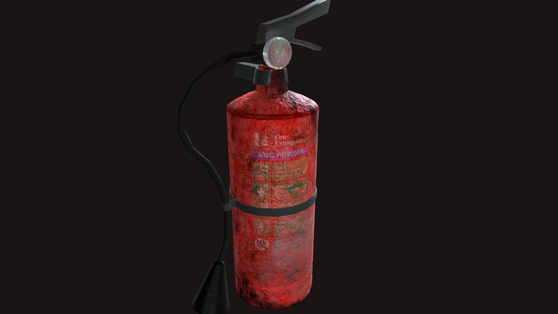 3D model Fire Extinguisher Rusted - This is a 3D model of the Fire Extinguisher Rusted. The 3D model is about a fire extinguisher with a hose attached.