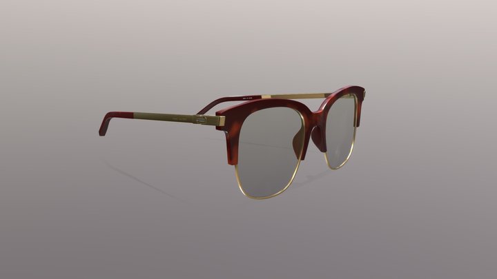 Semi-Rimless Eyeglass Frames 3D Model