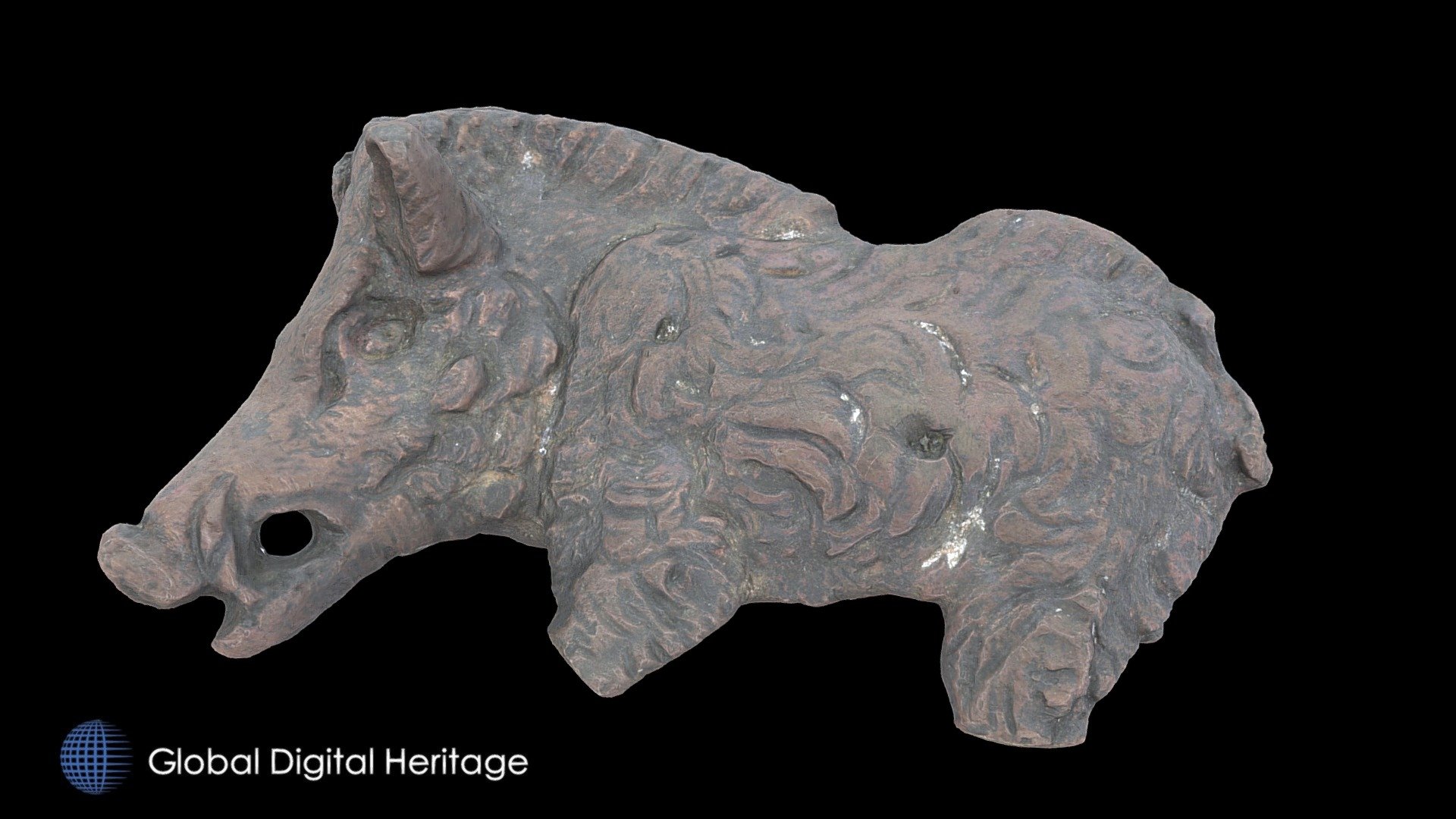 Wild boar roman bronze sculpture, Evora