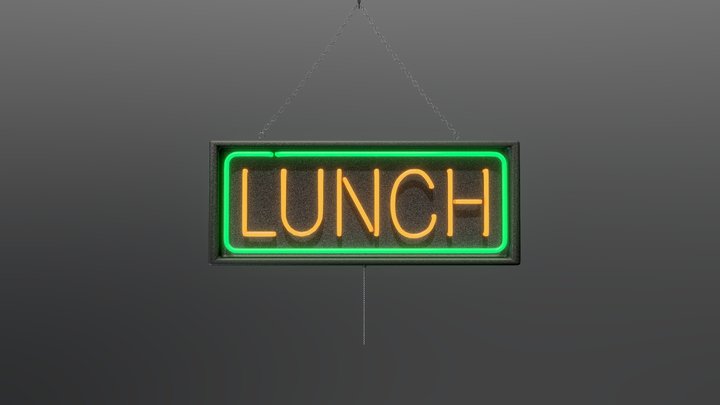 Neon Lunch Sign - Lower Poly 3D Model