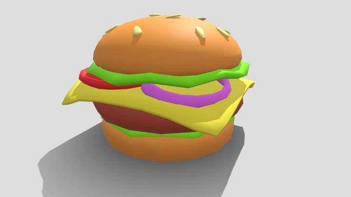 Mid Poly Cheeseburger 3D Model