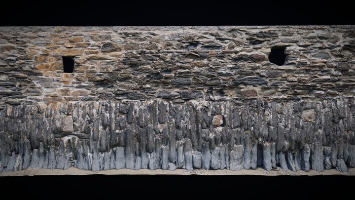Durgan beach stone wall 3D Model