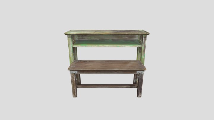 School Desk & Bench Old 90s