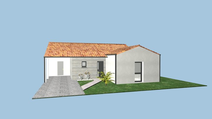 S plain pied Tuile sans Garage 3D Model