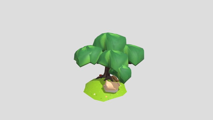 A Tree and the Dog Next to It 3D Model