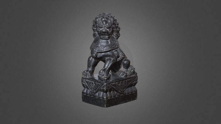 Stone Lion Statue 3D Model