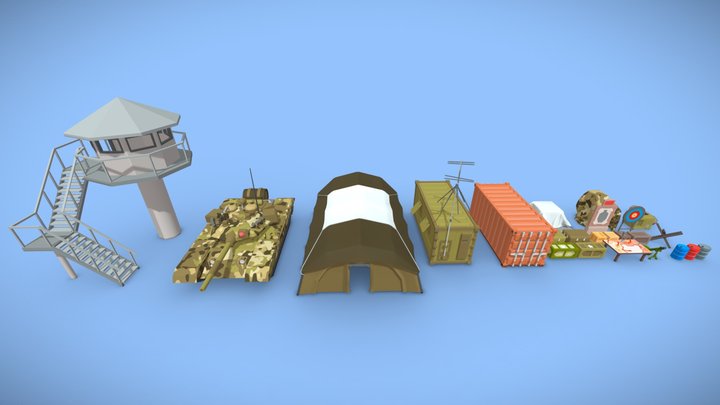 Military Assets (Low Poly) 3D Model