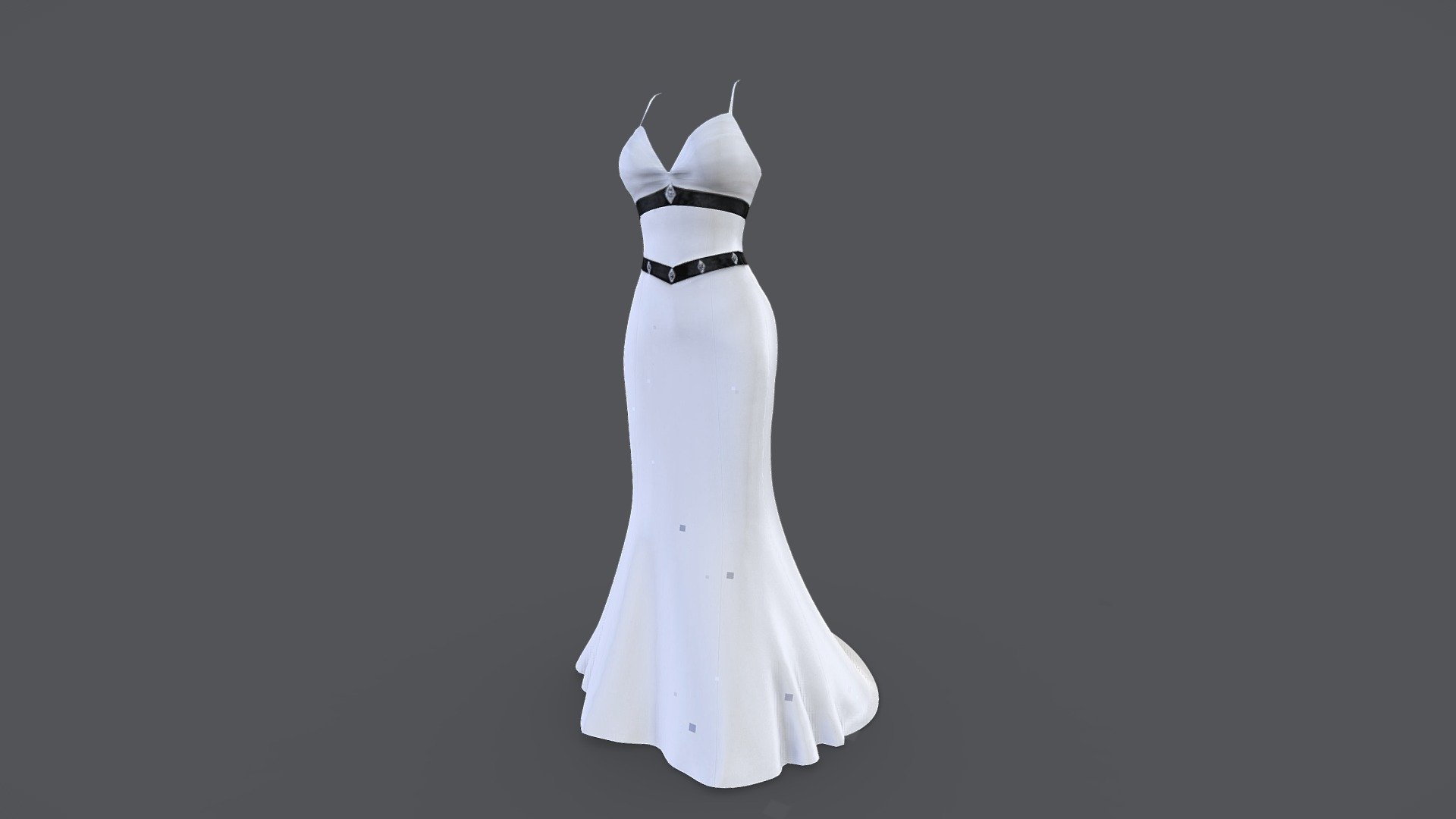 Female Spaghetti Straps Long Tail White Dress - Buy Royalty Free 3D ...