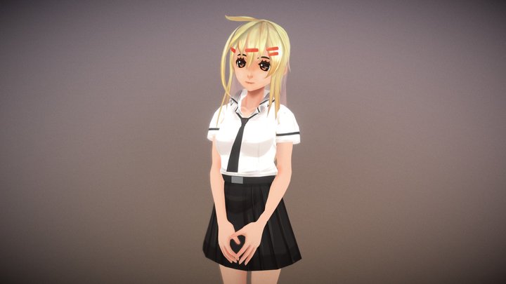 Fanart Garin BlackX - Luntima student girl 3D Model