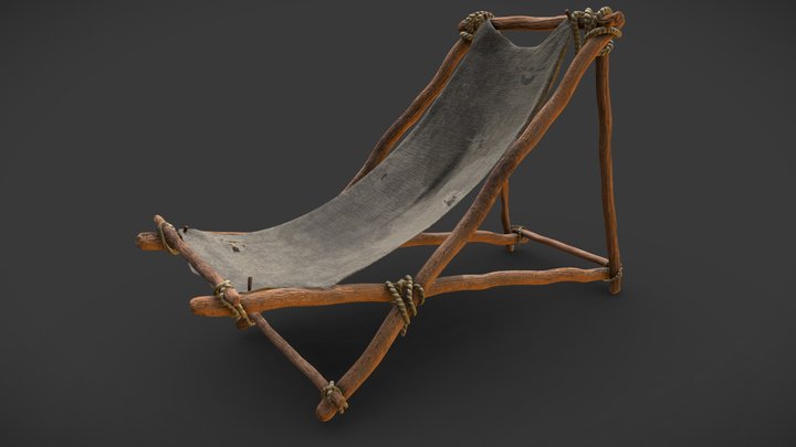 Stranded deckchair 3D Model