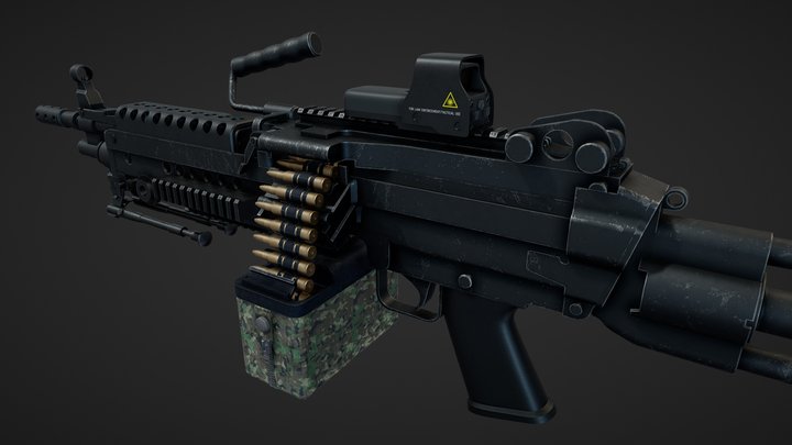FN MINI M249 Light Machine Gun 3D Model