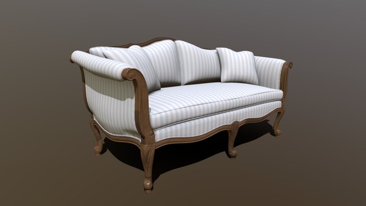 French-inspired sofa 3D Model