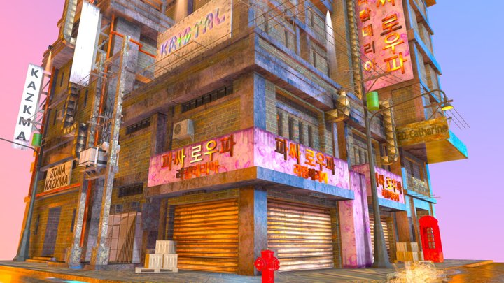 Cyberpunk building-500 follower’s milestone 3 – Gratis 3D-model STL