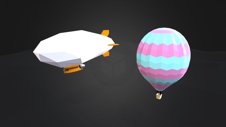 Hot air balloon and zeppelin – Free 3D Model STL
