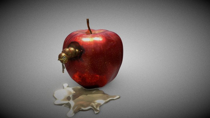 apple with a worm 3D Model