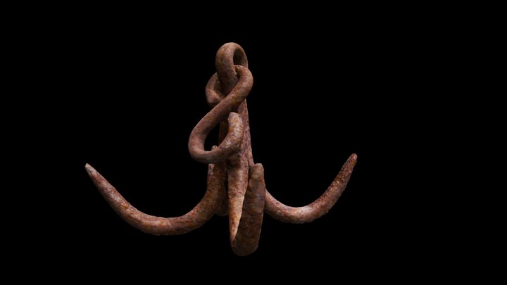 Ancient iron hook for water well 3D Model