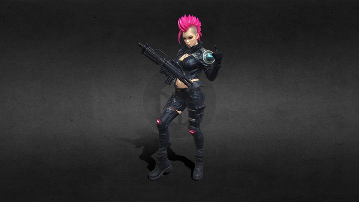 cyberpunk biker gang fighter, female, – Modello 3D gratuito STL