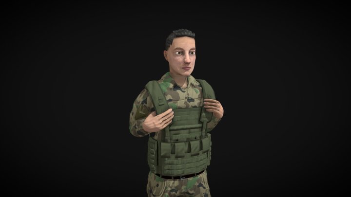 soldier low poly mesh game ready 4k PBR rigged 3D Model