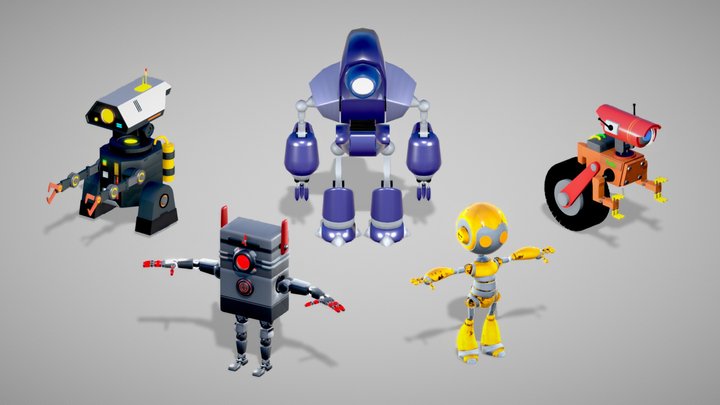 Bot Pack 1 - Multipurpose Robot Collection 3D Model