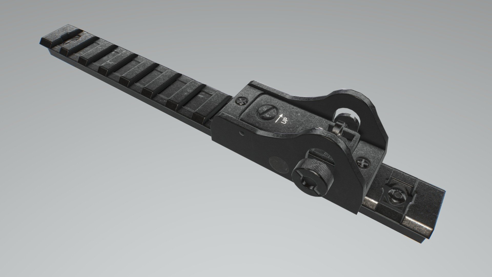 Shotgun Small Rear Sights and Rail, Game Asset.
