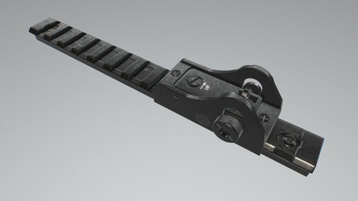 Shotgun Small Rear Sights and Rail, Game Asset. 3D Model