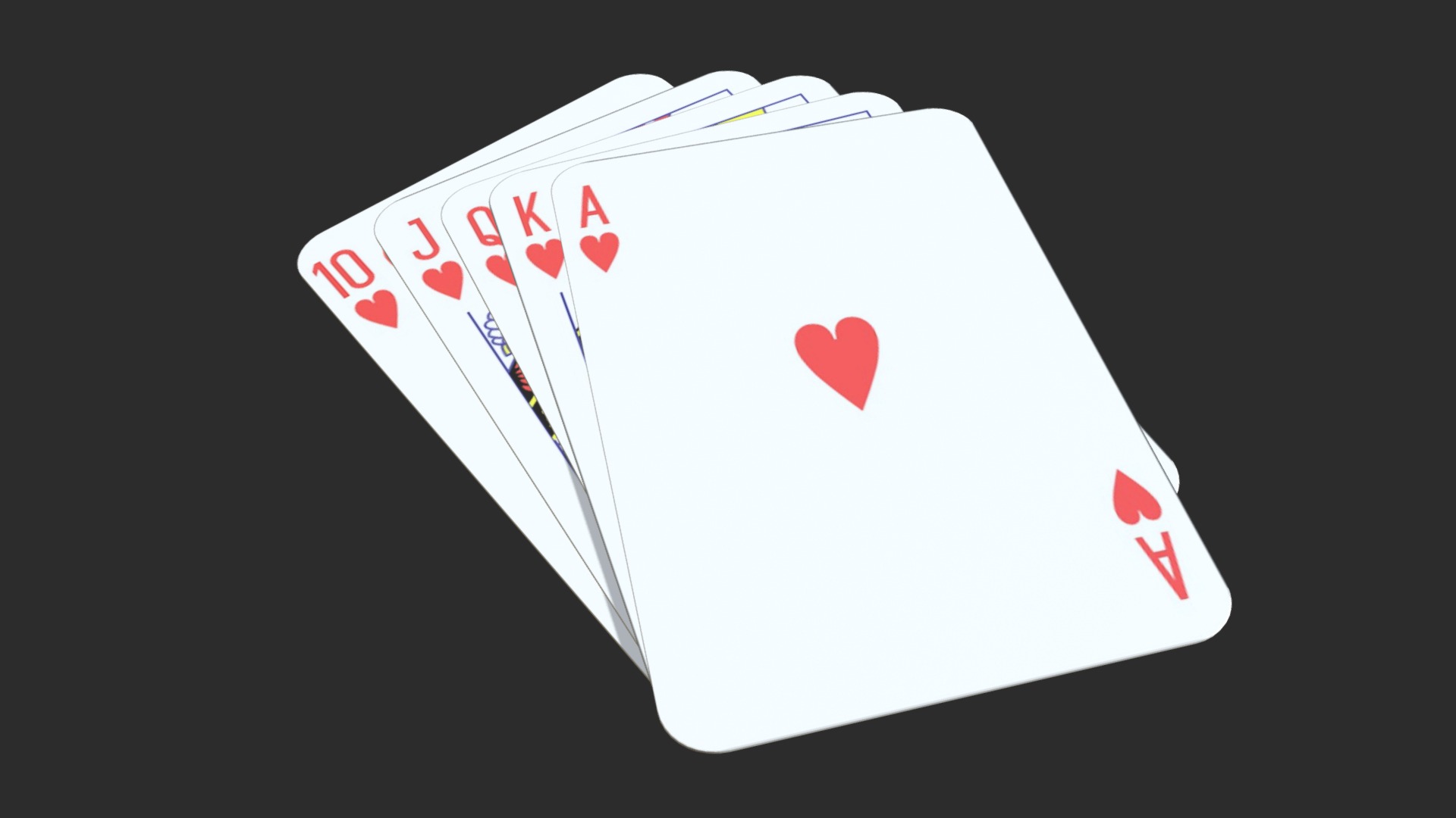 3D model Heart royal flush - This is a 3D model of the Heart royal flush. The 3D model is about a white and red box.