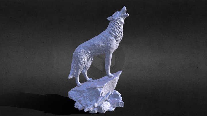 Howling Wolf Sculpture 3D Model