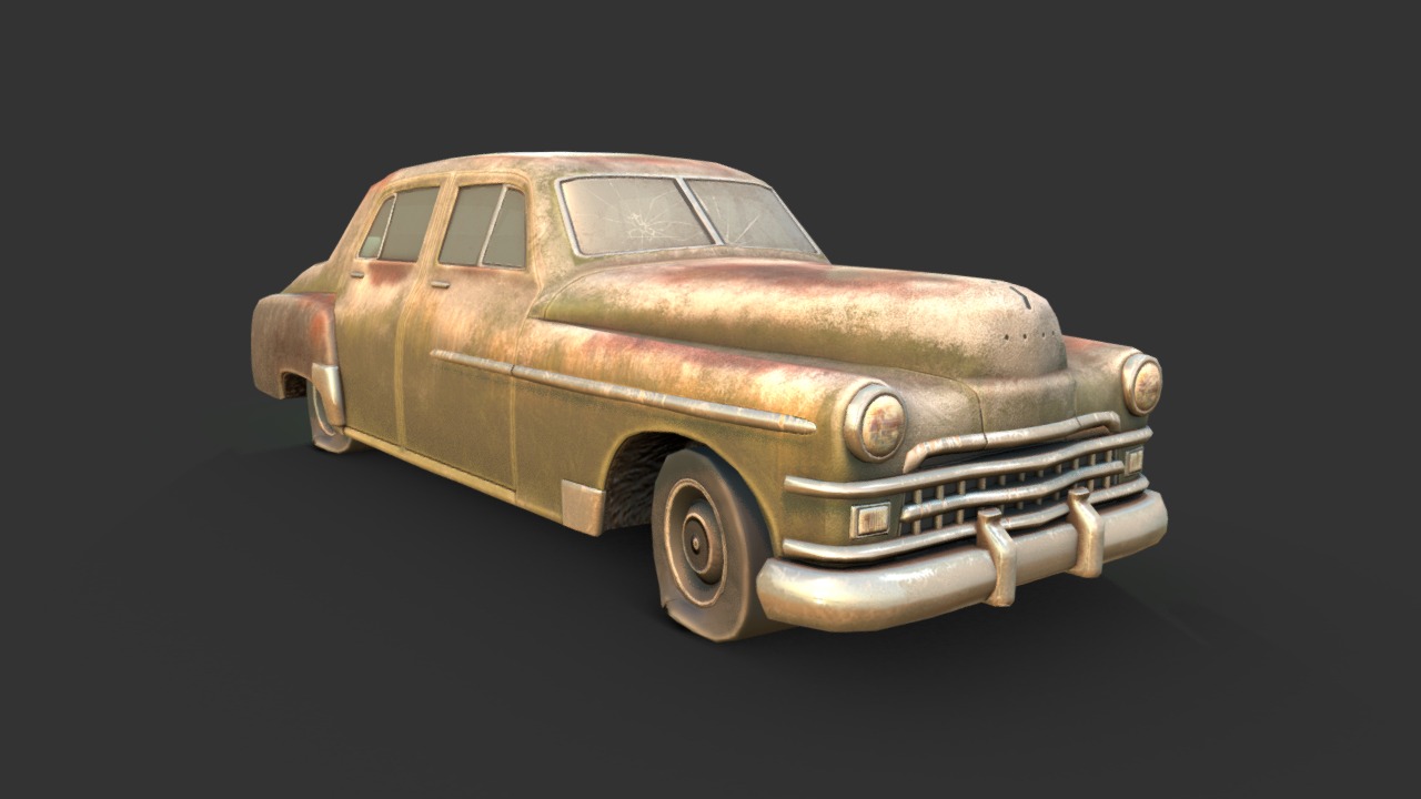 3D model Old Rusty Sedan - This is a 3D model of the Old Rusty Sedan. The 3D model is about a model of a car.