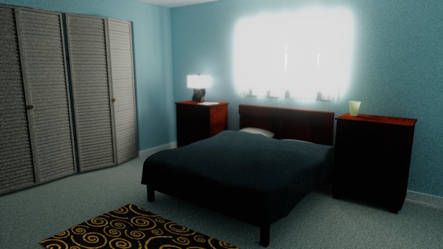 Bedroom - Blender Cycles Baked 3D Model