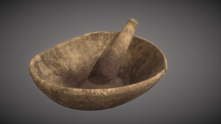 Tribal Mortar and Pestle 3D Model