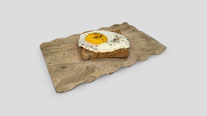 Fried egg on toast 3D Model