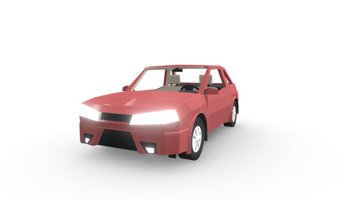 Red sportcar roadster lowpoly 3D Model