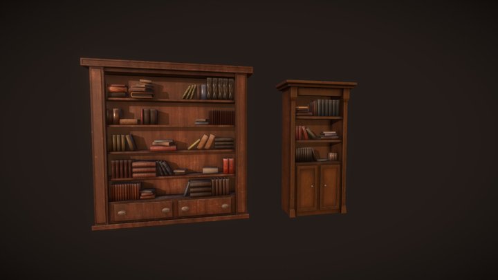 Dusty bookshelfs 3D Model