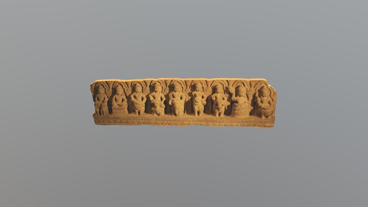 Carved Stone Representing Nine Deities 3D Model