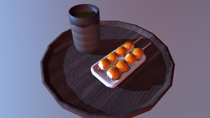 Dango and tea 3D Model