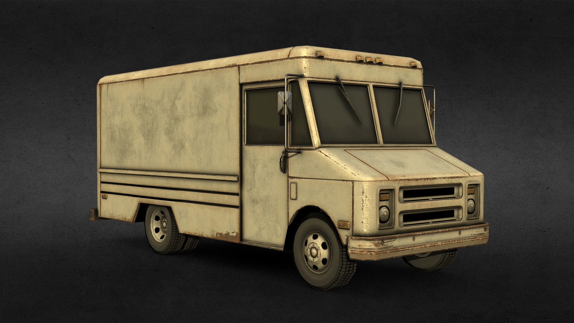 3D model 1979 Step Van - This is a 3D model of the 1979 Step Van. The 3D model is about a silver and gold truck.