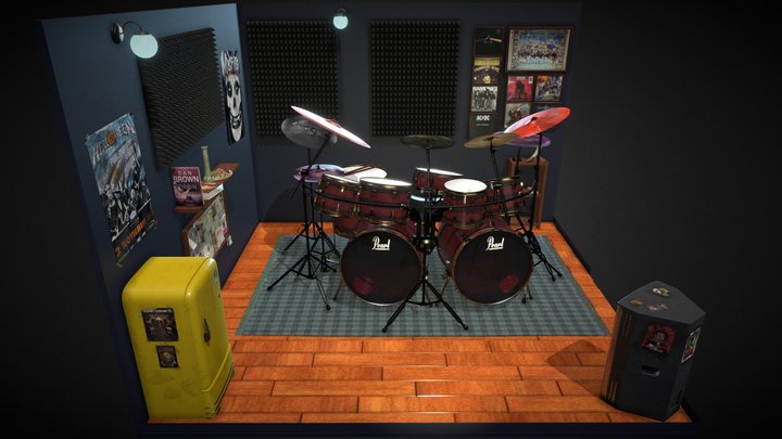 My music studio - Drums 3D Model