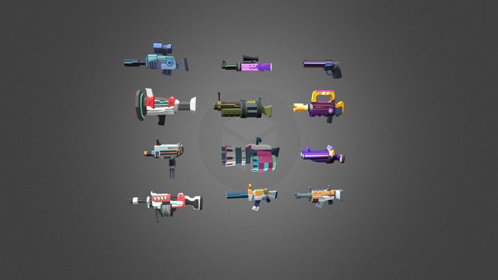 LowPoly Guns 3D Model