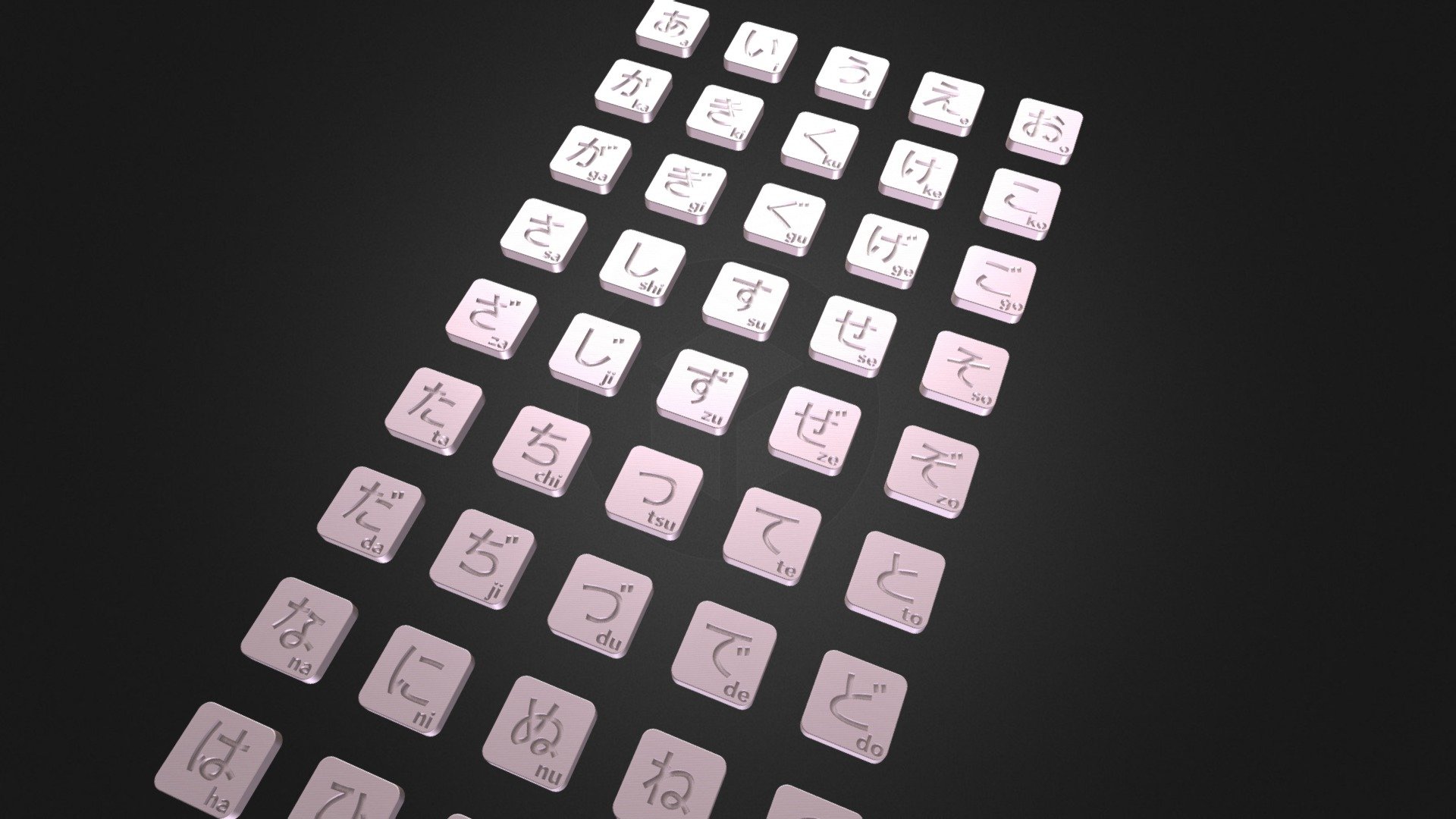 90no. Hiragana Scrabble® Tiles - Japanese 🇯🇵 - 3D model by