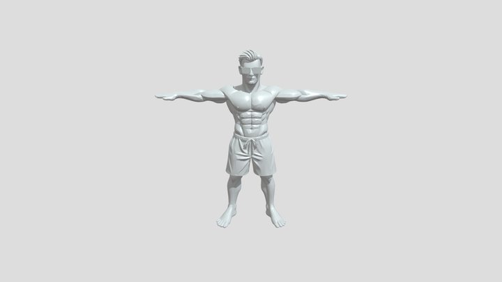 Shirtless man with arms outstretched 3D Model