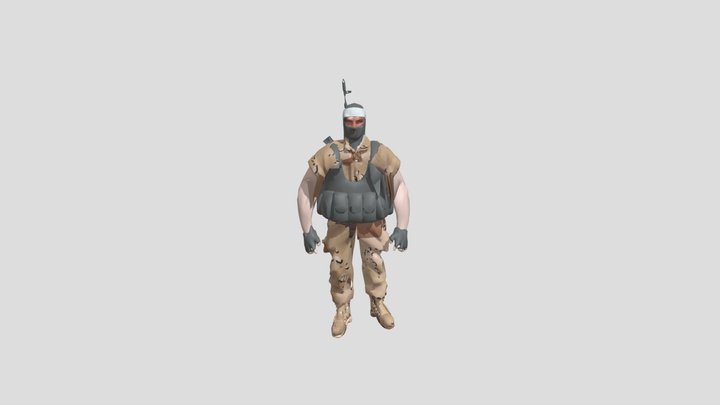 Terrorist Low Poly 3D Model