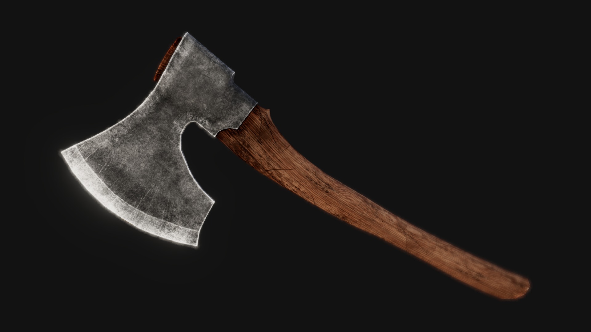3D model Baltic Broad Axe - This is a 3D model of the Baltic Broad Axe. The 3D model is about a wooden axe with a black background.