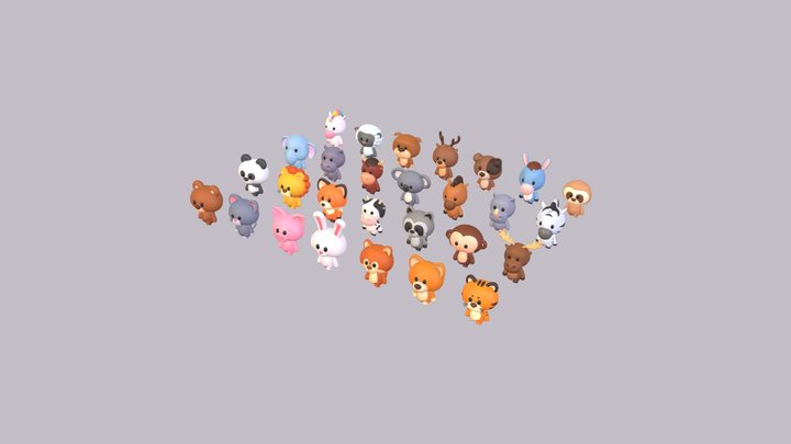 Pack007  Rigged Cartoon Animal Pack1 3D Model