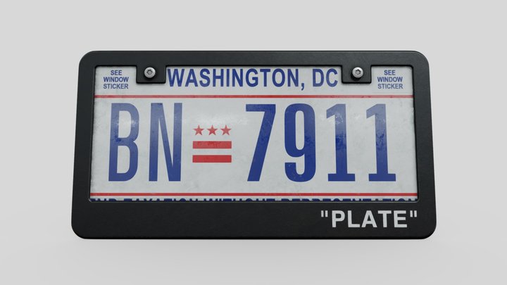 Washington D.C License Plate 3D Model