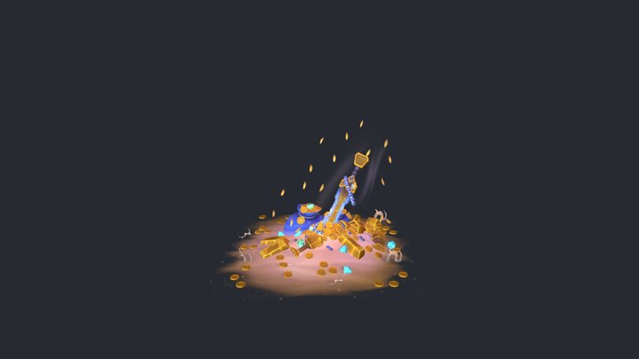 Handpainted Desert Sword 3D Model