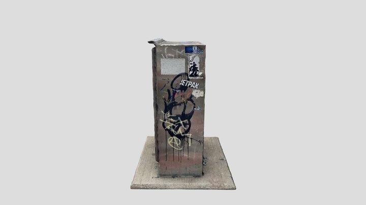 Box covered in illegal graffity 3D Model