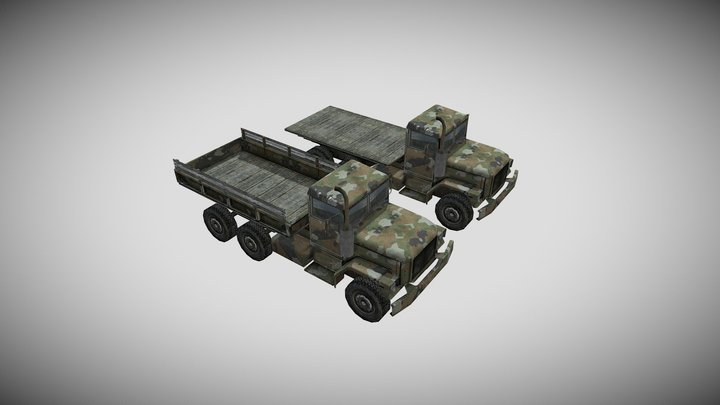 Army Pickup Truck Lowpoly