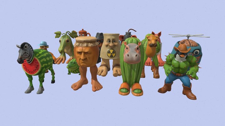 Italian Brainrot Meme Characters 2 3D Model